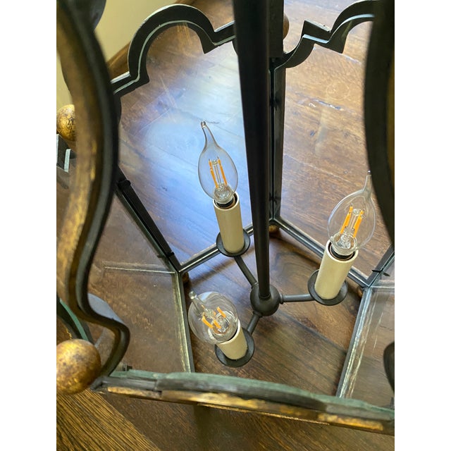 Paul Ferrante Iron Chandelier With Gold Leaf For Sale - Image 10 of 11
