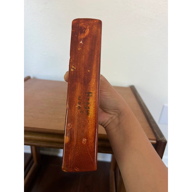 Royal Haeger Vintage Mid Century Modern Ceramic Orange Pen Holder Desk Accessory by Royal Haeger For Sale - Image 4 of 7