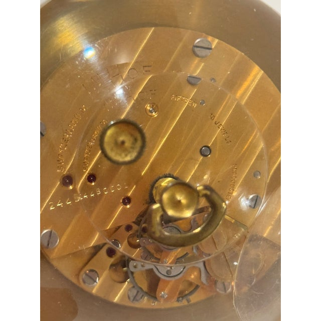 Brass Mid-Century Imhof Swiss Globe Dome Desk Clock in Lucite and Brass For Sale - Image 8 of 8