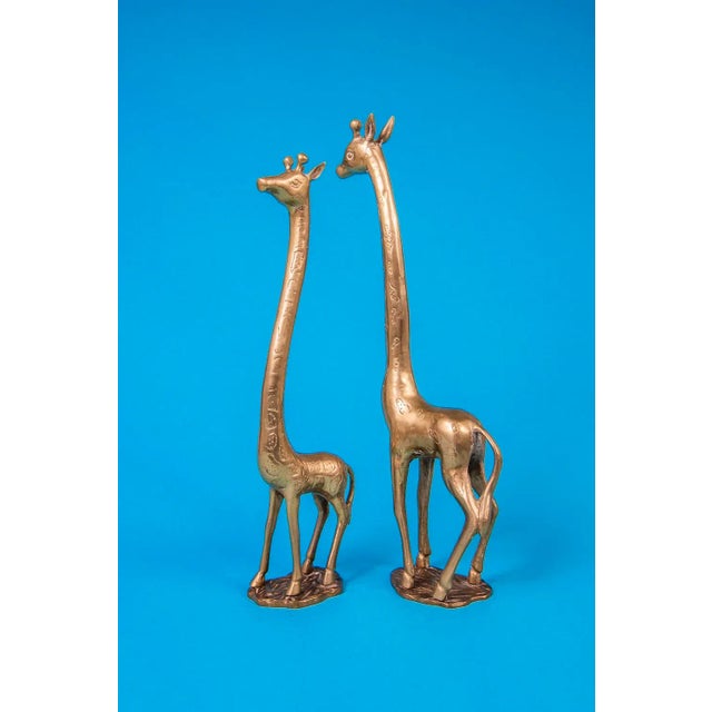 Vintage 1970's Solid Brass Giraffes - a Pair For Sale - Image 10 of 10