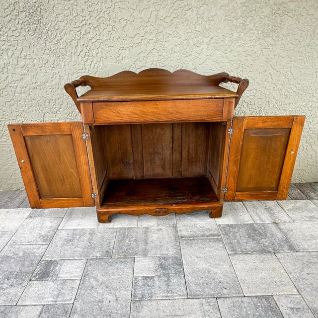 Wood Antique Mid 19th Century Primitive/Rustic Style Handmade Maple Wood Washstand/Coffee Bar/Nightstand/Commode For Sale - Image 7 of 12