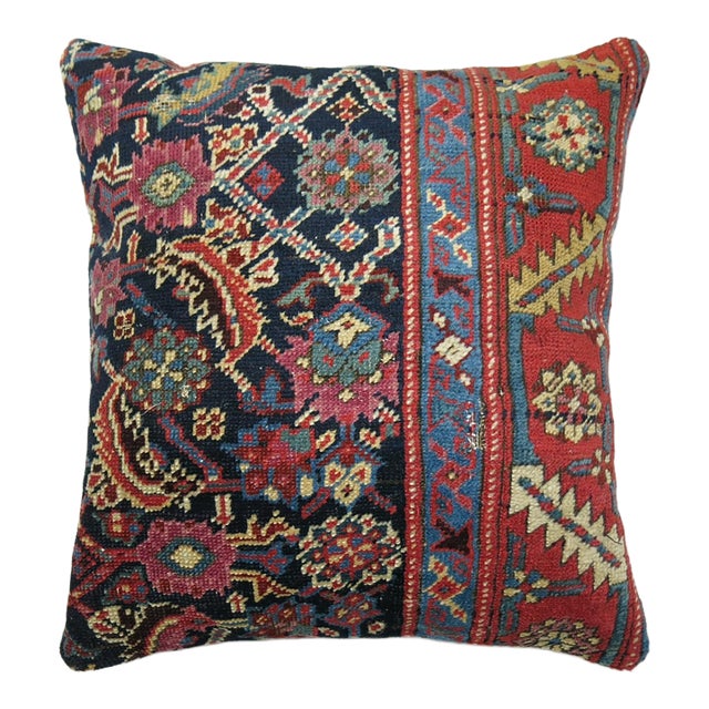 Mid 20th Century Navy Karabagh Rug Pillow For Sale