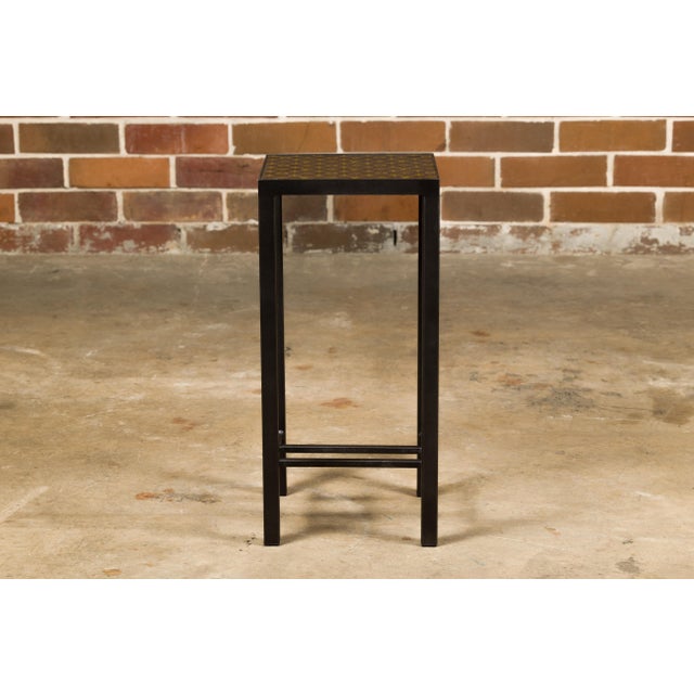 Early 21st Century Louis Vuitton Leather Top Small Side Table with Custom Metal Base and Stretchers For Sale - Image 5 of 12