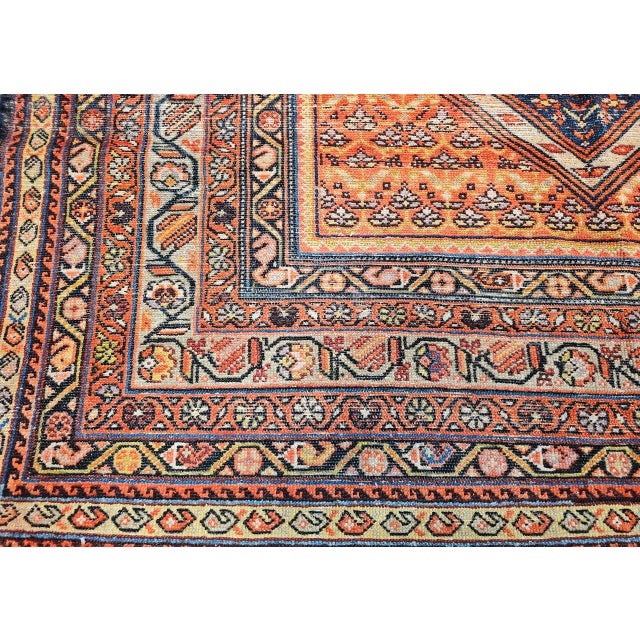 Vintage Persian Malayer Gallery Rug, Hand-Knotted Wool, Geometric Pattern, 7x17, Brick Red & Blue For Sale - Image 12 of 15