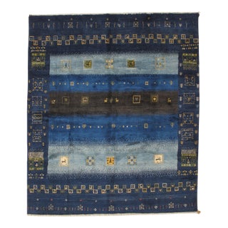 Vintage Hand-Knotted Persian Gabbeh Rug 6'7" X 7'8" For Sale