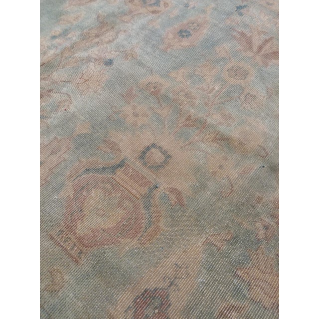 Antique Indian Agra Carpet, Handmade Rug, Green - Blue, Taupe, Beige, Allover For Sale - Image 16 of 18