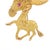 Modern Vintage 18k Yellow Gold Pink Sapphire Dual Textured Donkey Pin Brooch For Sale - Image 3 of 8