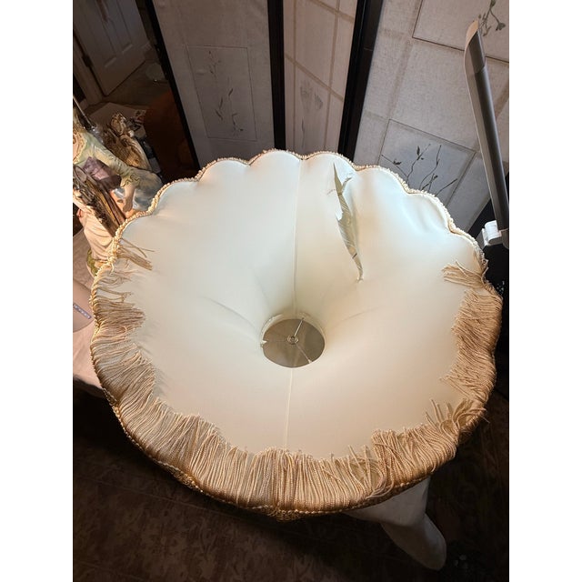 1940s 1940s Capodimonte Porcelain Table Lamp Lady Playing Harp 40 in Tall. For Sale - Image 5 of 12