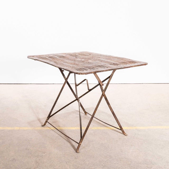 Brown Vintage French Table with Perforated Top, 1960s For Sale - Image 8 of 8