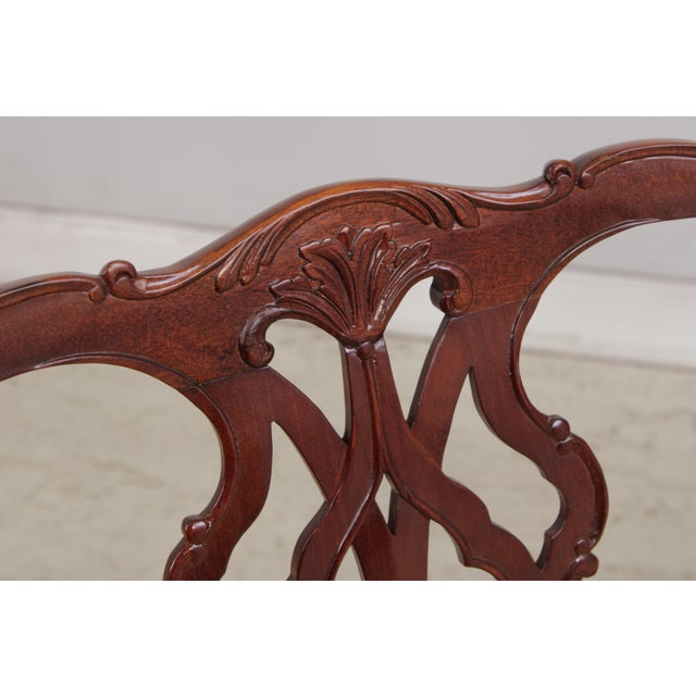 Wood Chippendale Style Mahogany Window Bench For Sale - Image 7 of 18