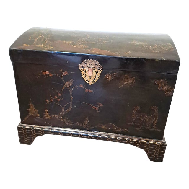 Japanese Black Lacquered Chest on Stand, 1900 For Sale