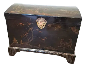 Japanese Black Lacquered Chest on Stand, 1900