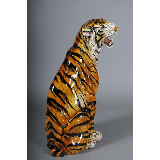 Large Italian Hollywood Regency Ceramic Tiger, 1970s For Sale - Image 18 of 18