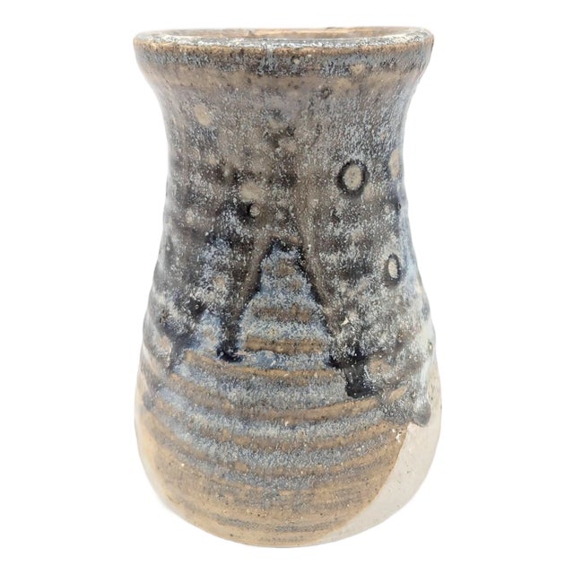 1980s Artisan Signed Studio Pottery Glazed Stoneware Bud Vase For Sale