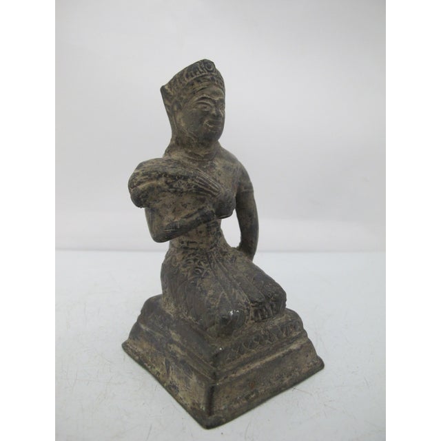 Metal Thai Antique Bronze Phra Mae Phosop Rice Goddess Buddhist Statue Figurine For Sale - Image 7 of 9