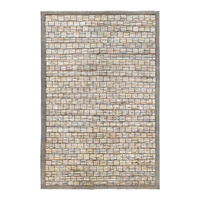 Modern Hand Knotted Wool Rug For Sale