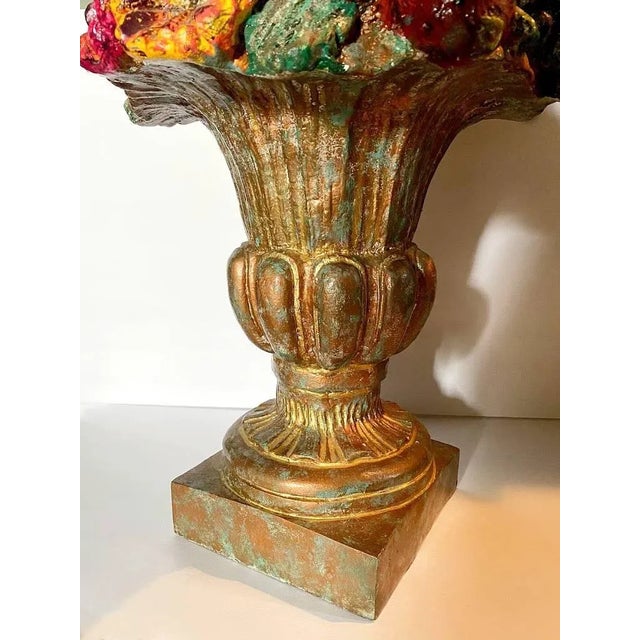 Traditional Vintage Urn With Fruit - Cast Composite For Sale - Image 3 of 4