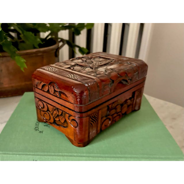 Mid 20th Century Chinese Camphor Wood Dresser Box, Hand Carved For Sale - Image 4 of 7