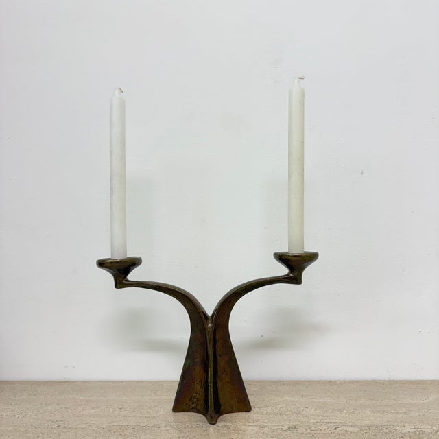 Brutalist Bronze Candleholder attributed to Michael Harjes, 1970s For Sale - Image 12 of 17