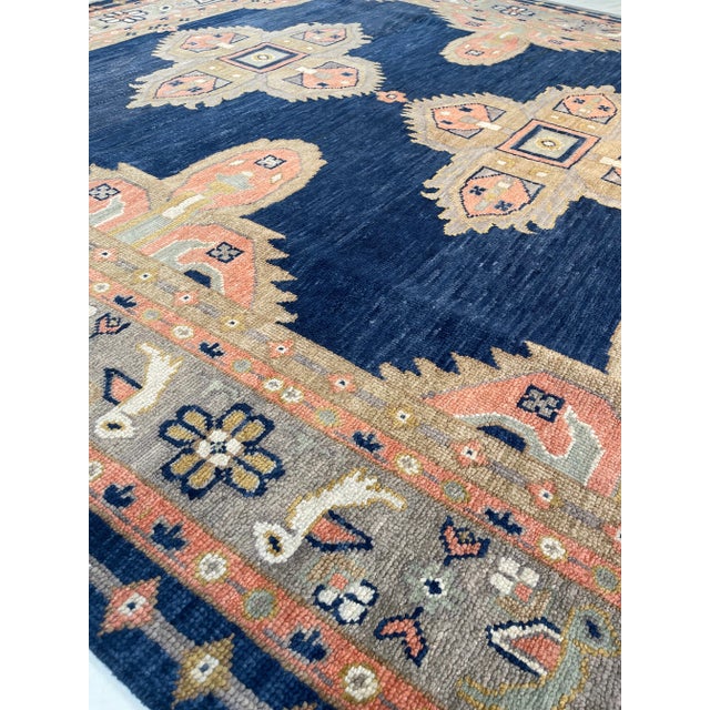 Abstract Samara Rug, Navy Blue 14x20 For Sale - Image 3 of 3