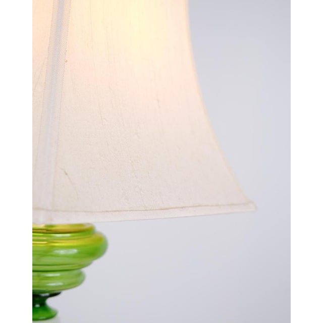 Table Lamp in Green and White Opaline Glass with Brass Details, 1880s For Sale - Image 4 of 9