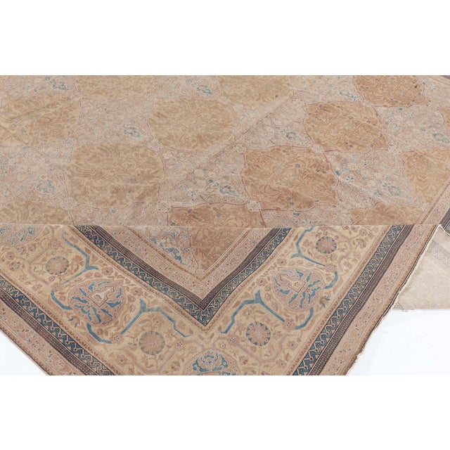 Mid-20th century Indian Botanic Handmade Wool Carpet For Sale In New York - Image 6 of 11