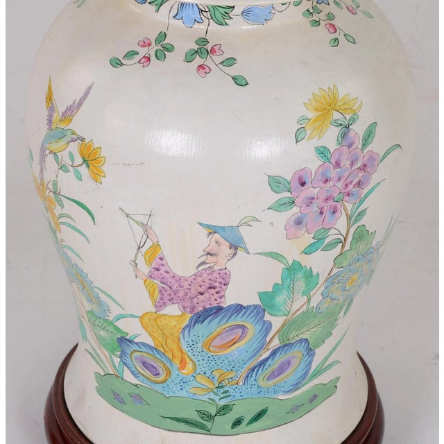 vintage Hand painted chinoiseries style Jar table lamp. size：9.6“ * 23"