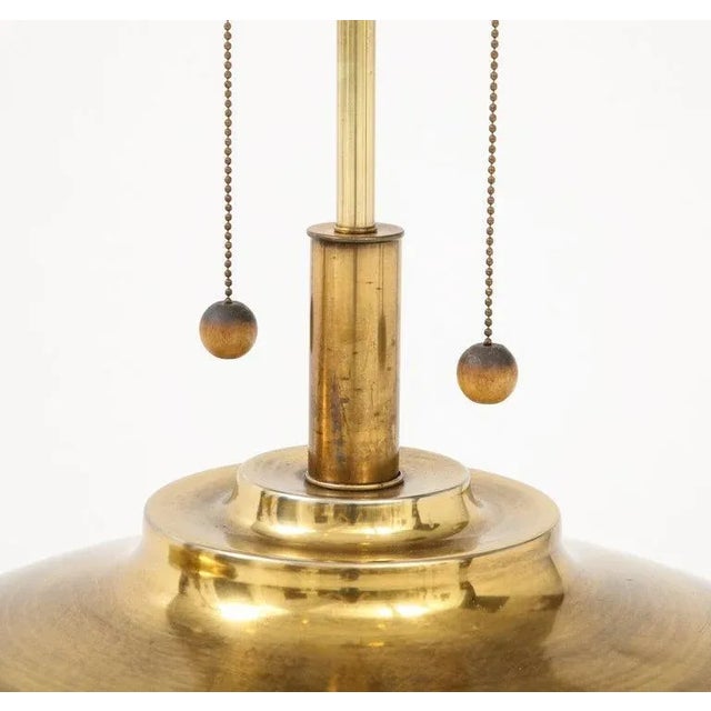 1970s Modern Oversized Brass Table Lamps with Wood Lacquer Base - A Pair For Sale In New York - Image 6 of 12