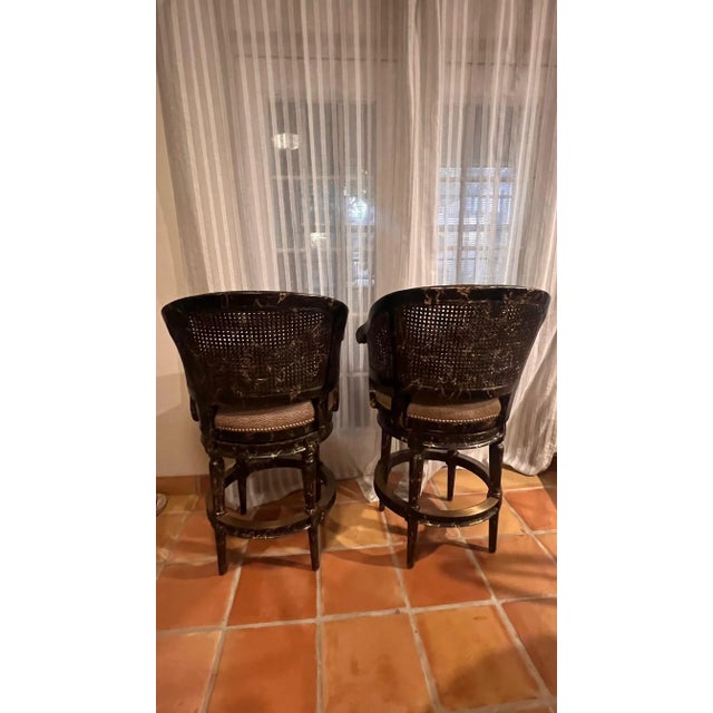 A traditional and contemporary styles in these stools. Black and gold accents throughout with a durable seat fabric. The...