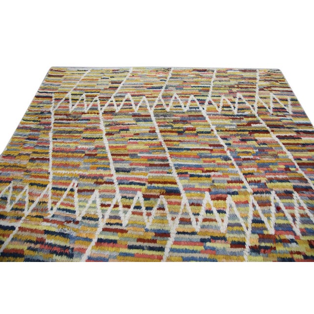 Orange Oriental Hand Knotted Rug Turkish Modern Tulu Rug 8'5" x 11' For Sale - Image 8 of 9