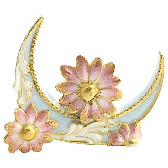 Floral Flower and Moon Porcelain Menu Holder For Sale In Miami - Image 6 of 6