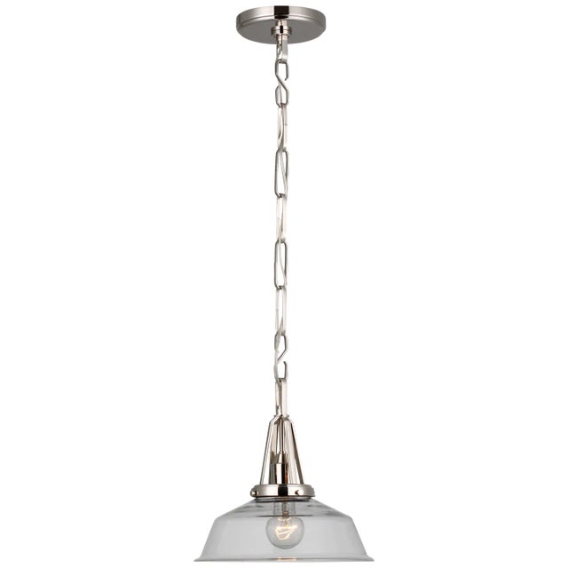 Layton 10" Pendant in Polished Nickel with Clear Glass Designer: Chapman & Myers Canopy: 5.25" Round Mounting: Chain Shade...