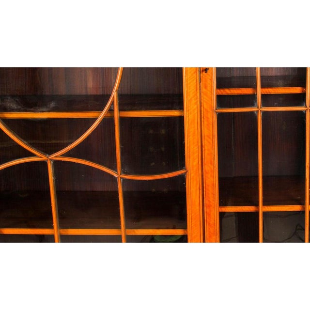 Glass Satinwood Breakfront Bookcase or Display Cabinet from Edwards & Roberts, 19th Century For Sale - Image 7 of 18