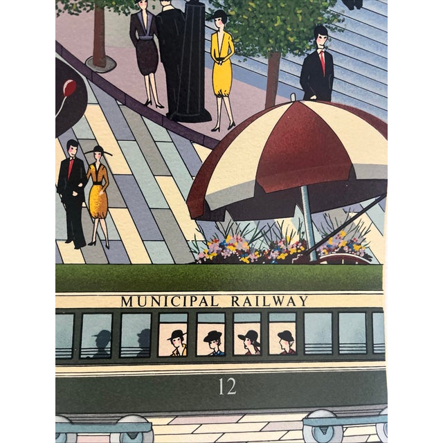 1990s Vintage Nicky Watanabe "Powell Street Cable Car" Signed Serigraph Screenprint 28/300 San Francisco For Sale - Image 5 of 9