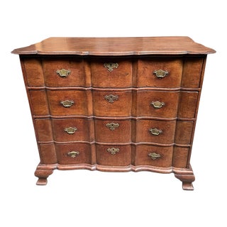 Dutch Double Bow Chest of Drawers in Oak with Drawers, Handles and Escutcheons For Sale