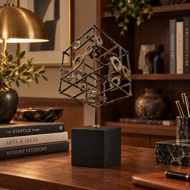 1960s Abstract Constructivism Nails Washers 3-D Metal Cube Sculpture For Sale In Dallas - Image 6 of 12