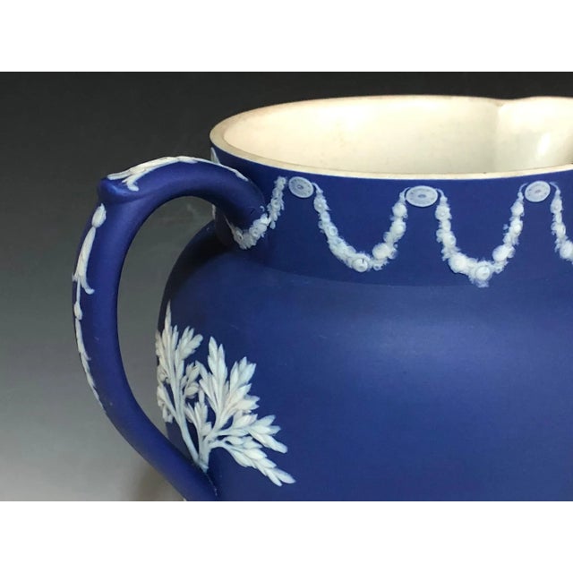 Blue Antique Wedgwood Large Dark Blue Jasperware Pitcher Made in England For Sale - Image 8 of 13