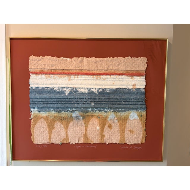 A striking original work on handmade paper by Claudia Adel Swager, titled Crypts at Khartoum and dated 1984. The...