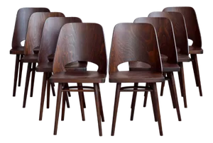 Mid-Century Modern Dining Chairs by Radomir Hofman for Ton, 1950s, Set of 8