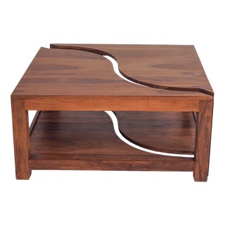 Wooden Yin Yang Style Coffee Tables, 1970s, Set of 2 For Sale