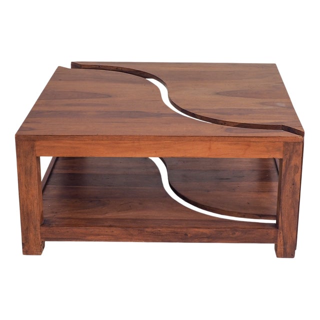 Wooden Yin Yang Style Coffee Tables, 1970s, Set of 2 For Sale