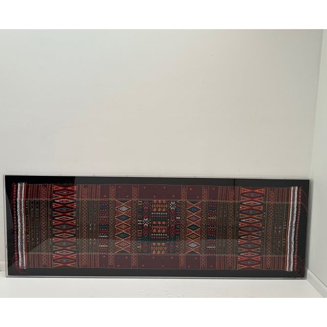 Brown Monumental Framed in Lucite Antique Textile From Afganistan For Sale - Image 8 of 10