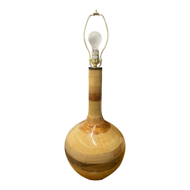 1980s Large Palm Frond Veneered Lamp For Sale