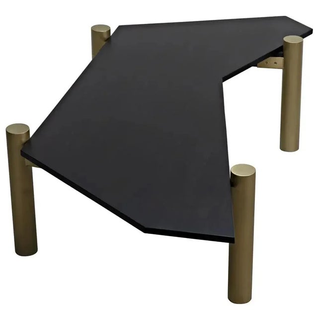 Noir NOIR Tabu Coffee Table, Brass Finished Legs with Ebony Walnut Top For Sale - Image 4 of 5