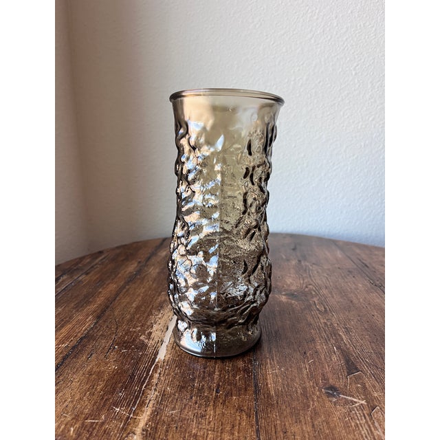 Midcentury Modern Eo Brody Co Smoky Brown Textured Glass Vase 8" For Sale In Dallas - Image 6 of 7