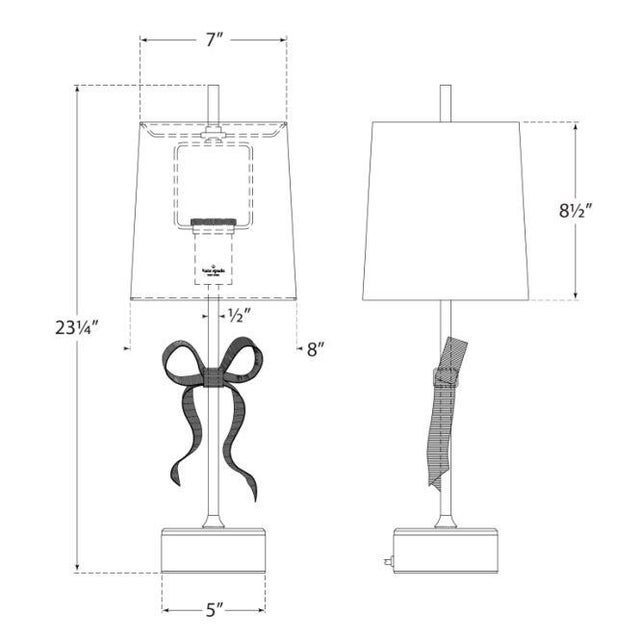Transitional Kate Spade New York for Visual Comfort Signature Ellery Gros-Grain Bow Table Lamp in Polished Nickel & Mirror with Cream Linen Shade For Sale - Image 3 of 3