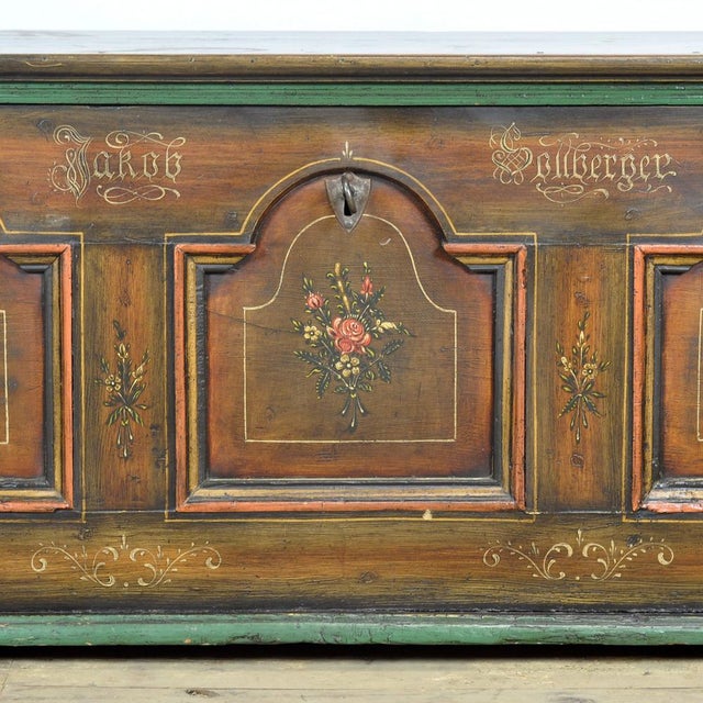 Folk Art Bridal Chest, 1826 For Sale - Image 13 of 18