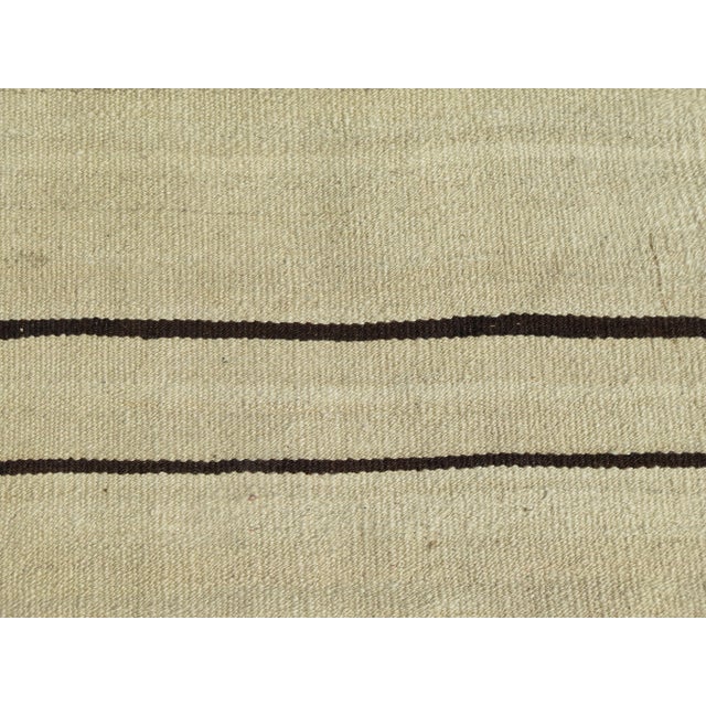 Beige Colored 60s Striped Tribal Rug Kilim For Sale - Image 9 of 11