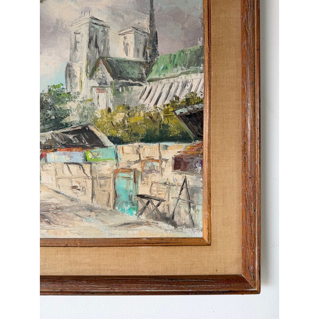 Green 1960’s Vintage Waite Impressionist European Cityscape Oil on Canvas Painting, Framed For Sale - Image 8 of 12