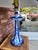 Antique Delft Candlestick Lamp With Navy Silk Shade For Sale - Image 4 of 12